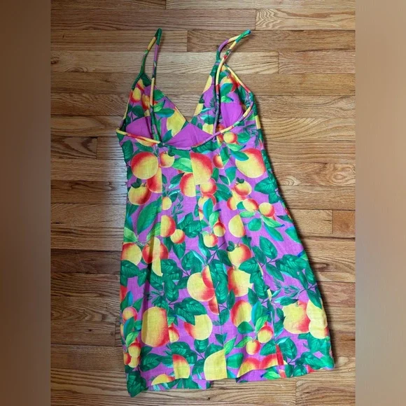 NWT Farm Rio Orange Sunset Linen Mini Dress - Picture 4 of 6